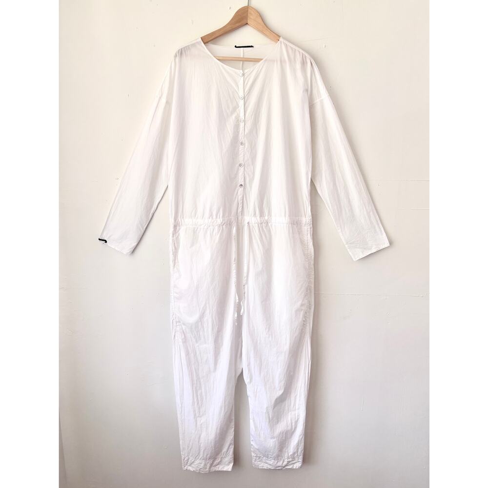 Album Di Famiglia Oversized White Cotton Poplin Jumpsuit-- XS Made in Italy $729